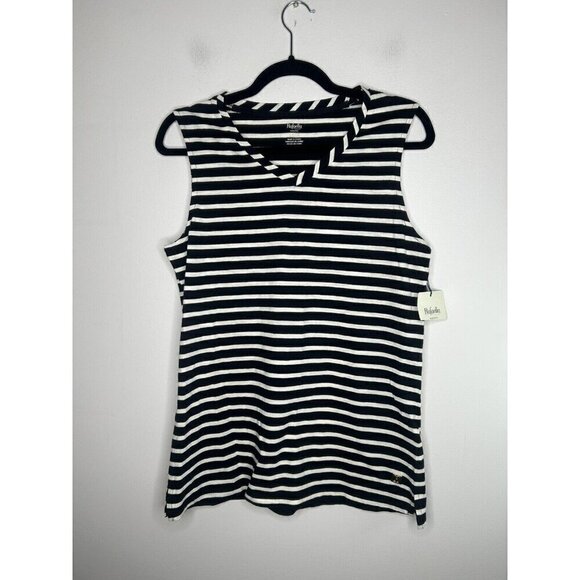 Rafaella Weekend Womens Black White Stripes Tank Sleeveless Size Small NWT - Picture 1 of 10